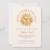 Here Comes the Sun Modern Boho Sun Baby Shower Kaart (Voorkant)