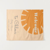 Here Comes the Sun Retro Baby Borrelfeestje Wandkleed (Voorkant (horizontaal))