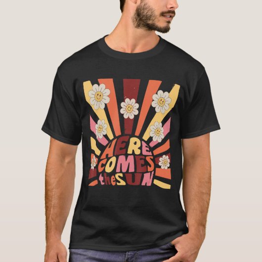 Here Comes The Sun Retro Floral Summer Vacation Oc T-shirt (Voorkant)