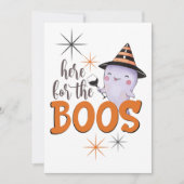 Here For The Boos Cute Ghost With Wine Custom Feestdagenkaart (Voorkant)
