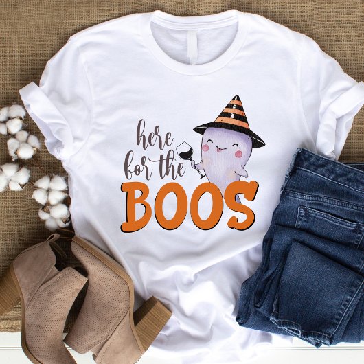 Here For The Boos Wine Lover Halloween T-shirt