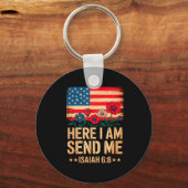 Here I Am Send Me American Flag Cross Isaiah 6_8 B Sleutelhanger (Voorkant)