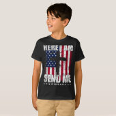 Here I Am Send Me American Flag Cross Isaiah 6_8 B T-shirt (Voorkant volledig)