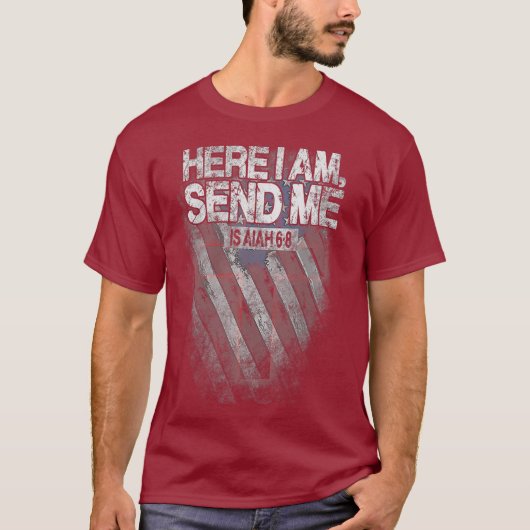 Here I am send me Isaiah 68 Christian Missionary T-shirt (Voorkant)