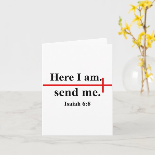 Here I Am Send Me Isaiah 6_8 Bible Verse Christian Kaart (Gele Bloem)