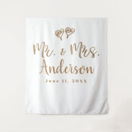 HERE Mr. & Mrs. Gold Script Typografie Modern Mini Wandkleed