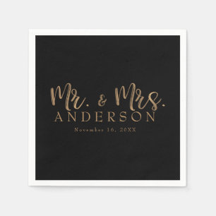 HERE. & MRS. Goud Schrift Typografie Modern Minima Servet