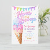Here’s the Scoop Ice Cream Birthday Sparkle Kaart (Staand voorkant)