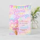 Here’s the Scoop Pastel Rainbow Glitter Birthday Kaart (Staand voorkant)
