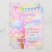 Here’s the Scoop Pastel Rainbow Glitter Birthday Kaart (Voorkant / Achterkant)