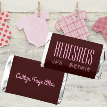 'HERE SHE IS' CHOCOLADE GEBOORTEAANKONDIGING roze