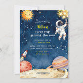 Here Space First Trip Around The Sun 1st Birthday Kaart (Voorkant)