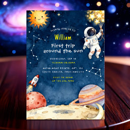 Here Space First Trip Around The Sun 1st Birthday Kaart