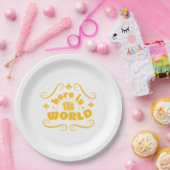 Here the world papieren bordje (Feest)