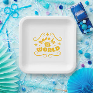 Here the world papieren bordje