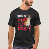 Here To Steal Hearts Funny St Bernard Dog Valentin T-shirt (Voorkant)