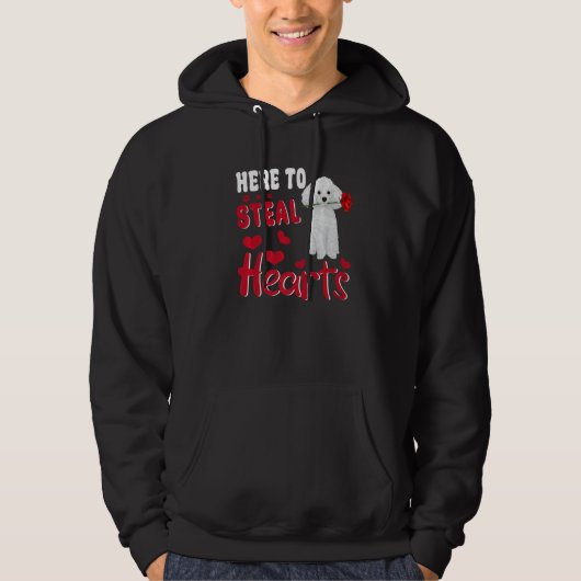 Here To Steal Hearts Funny Toy Poodle Dog Valentin Hoodie (Voorkant)