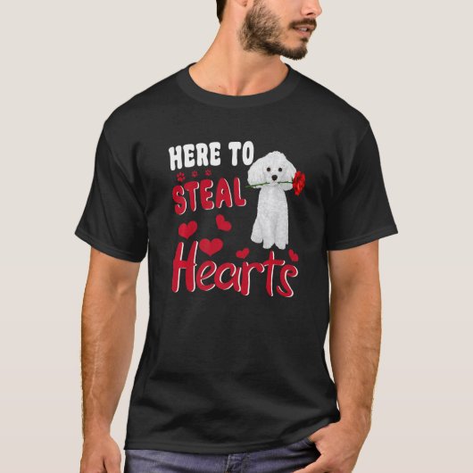 Here To Steal Hearts Funny Toy Poodle Dog Valentin T-shirt (Voorkant)
