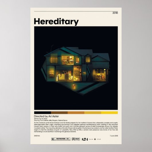 Hereditary Ari Aster minimalist Movie  Ret Poster (Voorkant)