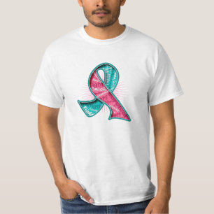 Hereditary Breast Cancer Slogan Watermark Ribbon T-shirt