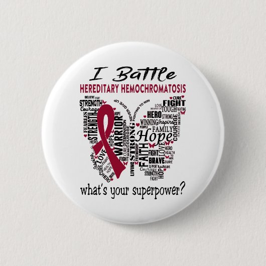 Hereditary Hemochromatosis Awareness Month Ribbon Ronde Button 5,7 Cm (Voorkant)