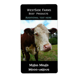 Hereford Beef Cow Dairy Product Label Sticker
