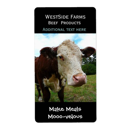 Hereford Beef Koe Zuivel Product Label Sticker (Voorkant)