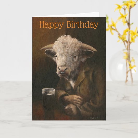 Hereford bull Gentleman Verjaardag Kaart (Gele Bloem)