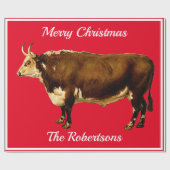  Hereford Bull op rood Cadeaupapier (Vlak)