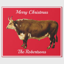 Hereford Bull op rood Cadeaupapier
