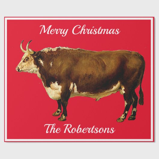  Hereford Bull op rood Cadeaupapier (Vlak)