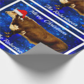 Hereford Bull over blauw sneeuwpakpapier Cadeaupapier (Hoek)