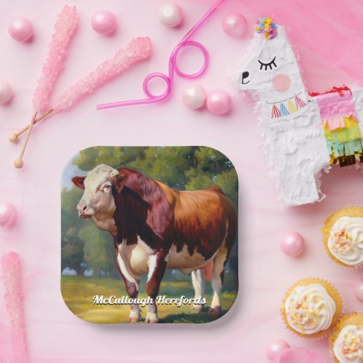 Hereford Bull Papieren Bordje (Feest)