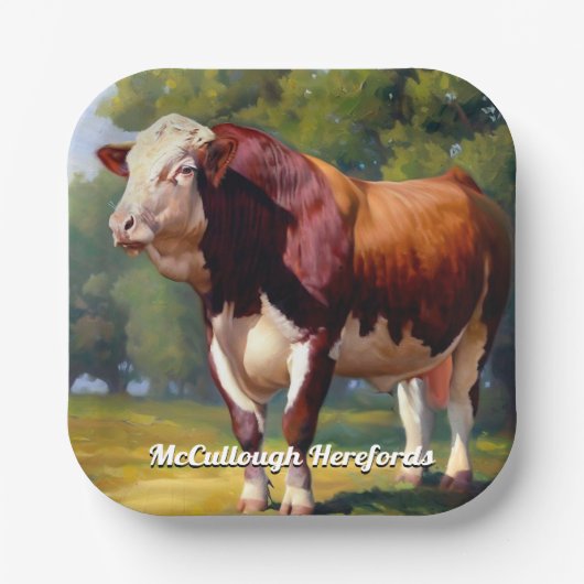Hereford Bull Papieren Bordje (Voorkant)