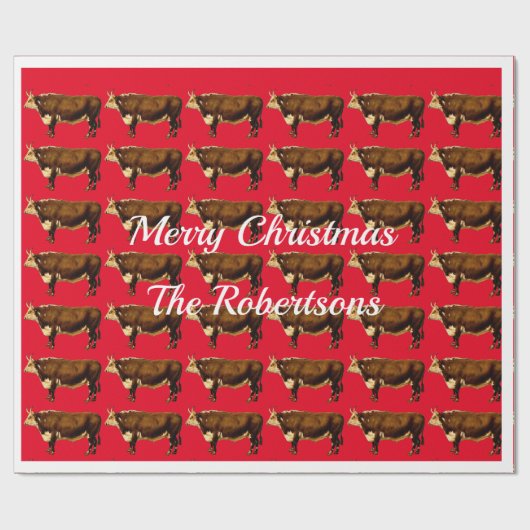 Hereford Bulls op rood Cadeaupapier (Vlak)