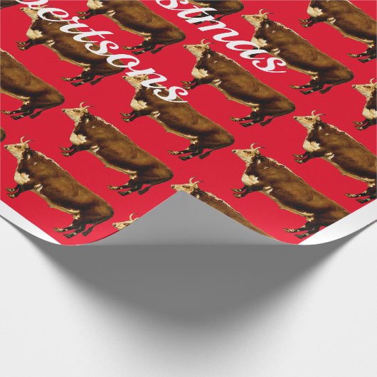  Hereford Bulls op rood Cadeaupapier (Hoek)