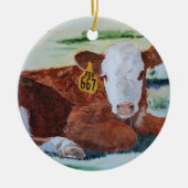 Hereford Calf Keramisch Ornament (Voorkant)