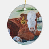 Hereford Calf Keramisch Ornament (Links)