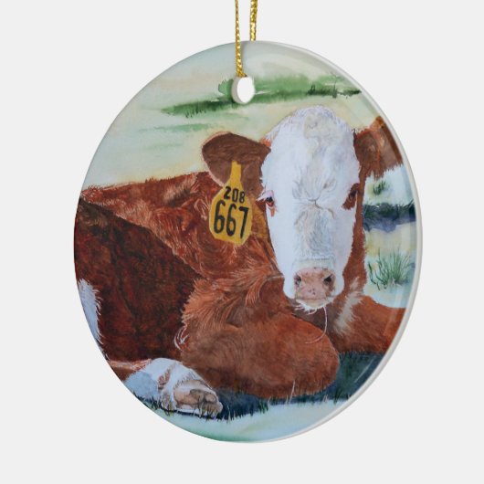Hereford Calf Keramisch Ornament (Links)