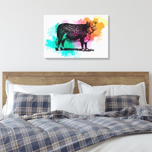 Hereford Cattle Canvas Afdruk (Insitu (Slaapkamer))