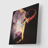 Hereford Cattle Wall Clock Vierkante Klok (Hoek)