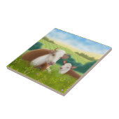 Hereford Cow met Calf Tile Tegeltje (Zijkant)