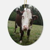Hereford Cow Stikking Out Tongue Keramisch Ornament (Links)