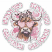 Hereford Girly Koe Galentines Day Vinyl Sticker (Voorkant)