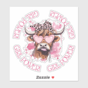 Hereford Girly Koe Galentines Day Vinyl Sticker