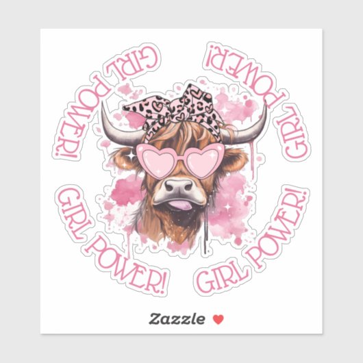 Hereford Girly Koe Galentines Day Vinyl Sticker (Vel)