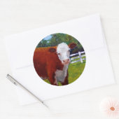 HEREFORD HEIFER KOE ART RONDE STICKER (Envelop)