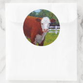 HEREFORD HEIFER KOE ART RONDE STICKER (Tas)