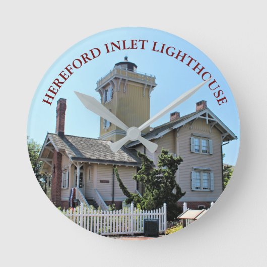 Hereford Inlet Lighthouse, New Jersey Clock Ronde Klok (Voorkant)