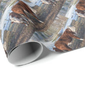 Hereford-kalveren in winterweide met sneeuw cadeaupapier (Rol Hoek)